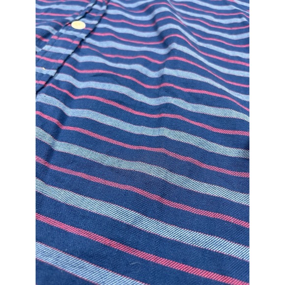 Vineyard Vines Long Sleeve Button Up Blue Pink Striped Shirt Linen Blend Sz XL - Picture 5 of 6